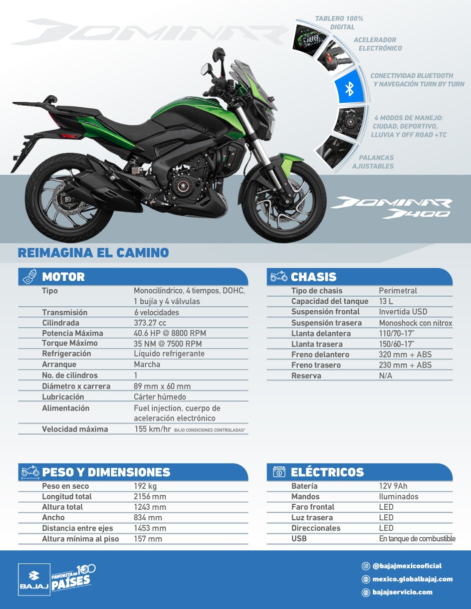 Motocicleta deportiva Bajaj Dominar 400 UG NEG 26 2026