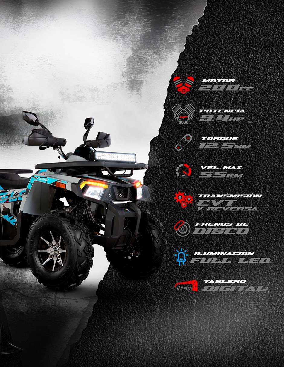 Cuatrimoto GLOCK 200CC AZUL 2027 8