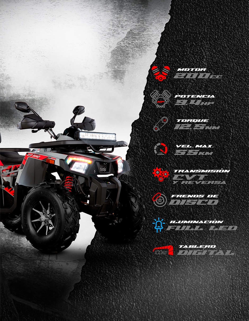 Cuatrimoto GLOCK 200CC ROJO 2027 2