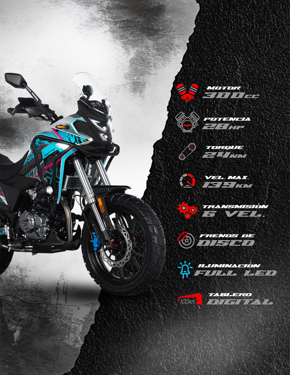 Motocicleta doble propósito DRS 300CC AZUL 2027 6